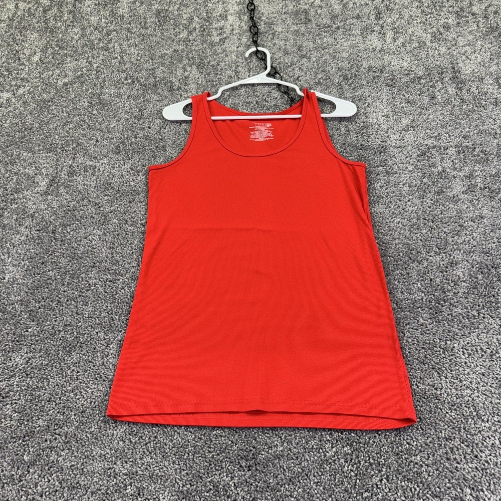 Time And Tru Tank Top Womens 2XL Red Ribbed Scoop Neck Tagless Stretch Summer